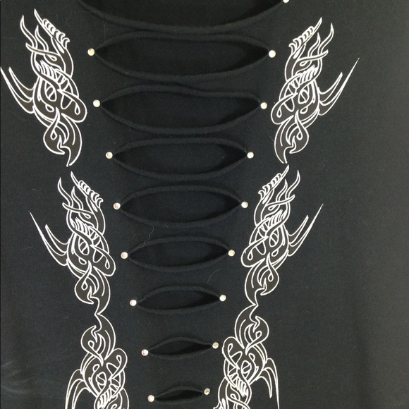 SOLD ~ IBasix USA Black CutOut Top with White Goth - Picture 5 of 6